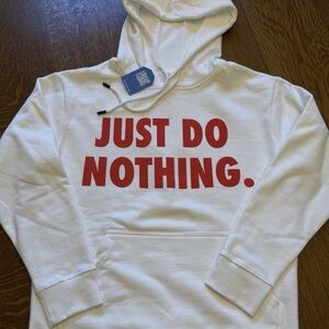 White Hoodie with Red Print